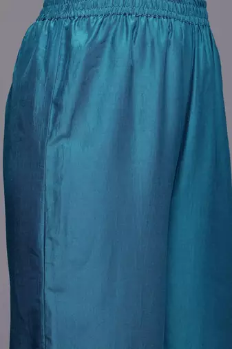 Floral Embroidered Mirror Work Kurta With Trousers & Dupatta