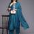 Floral Embroidered Mirror Work Kurta With Trousers & Dupatta