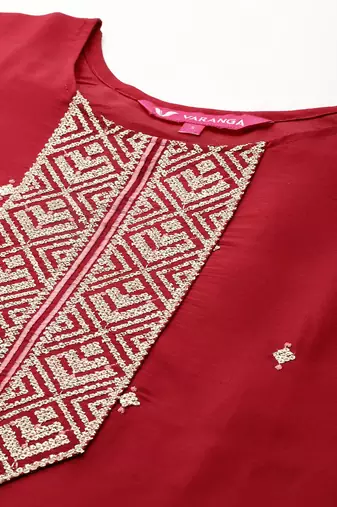 Ethnic Motifs Embroidered Sequinned Kurta With Trousers & Dupatta