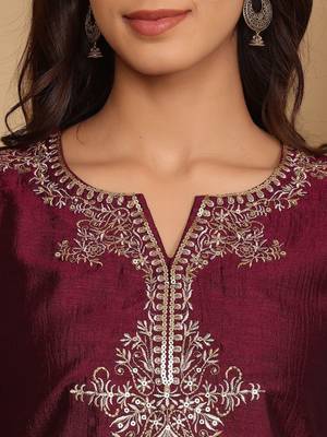 Ethnic Motifs Embroidered Regular Kurta with Trousers & Dupatta 2