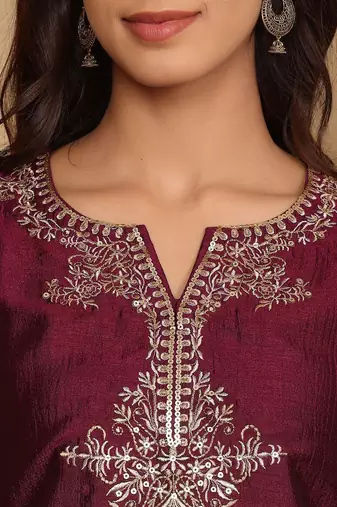 Ethnic Motifs Embroidered Regular Kurta with Trousers & Dupatta