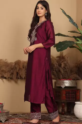 Ethnic Motifs Embroidered Regular Kurta with Trousers & Dupatta