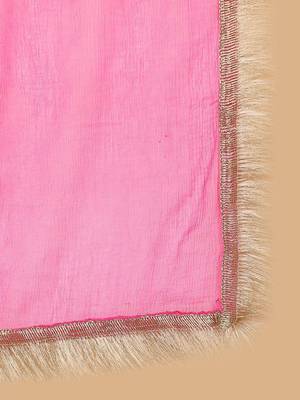 Women Embroidered Mirror Work Kurta with Trousers & Fringed Dupatta 4