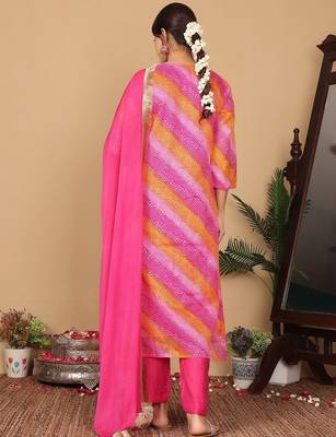Women Embroidered Mirror Work Kurta with Trousers & Fringed Dupatta 6