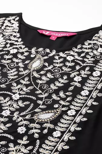 Ethnic Thread Embroidered Kurta With Trousers & Dupatta