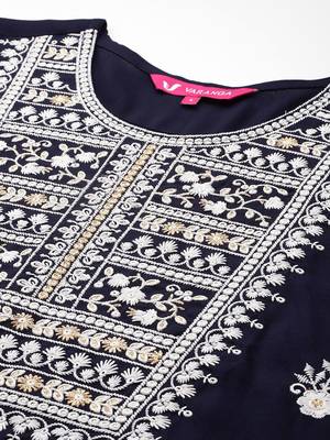 Floral Embroidered Thread Work Kurta With Trousers & Dupatta 3