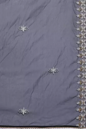 Floral Embroidered Thread Work Kurta With Trousers & Dupatta