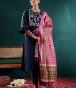 Women Embroidered Regular Gotta Patti Kurta with Trousers & With Dupatta