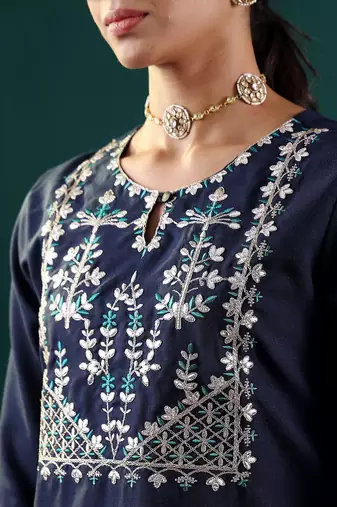 Women Embroidered Regular Gotta Patti Kurta with Trousers & With Dupatta