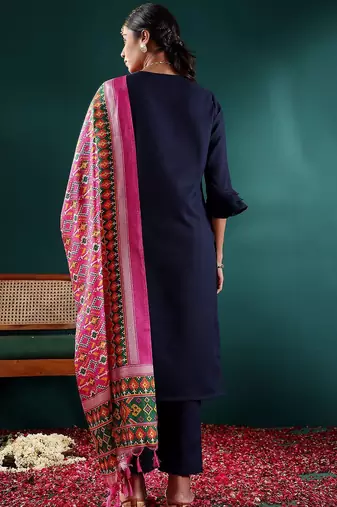 Women Embroidered Regular Gotta Patti Kurta with Trousers & With Dupatta