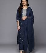 Ethnic Motifs Embroidered Kurta With Trousers & Dupatta