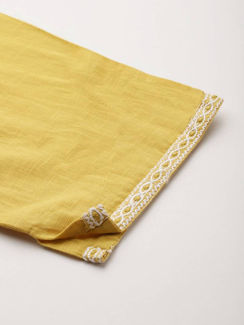Women Regular Thread Work Kurta with Trousers & With Dupatta