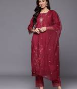 Women Embroidered Kurta with Trousers & Dupatta