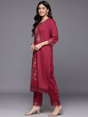 Women Embroidered Kurta with Trousers & Dupatta 4