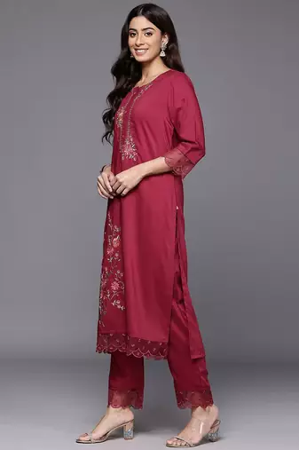 Women Embroidered Kurta with Trousers & Dupatta