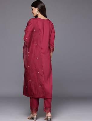 Women Embroidered Kurta with Trousers & Dupatta 5