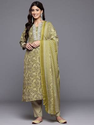 Ethnic Motifs Printed Zari Kurta With Trousers & Dupatta 1