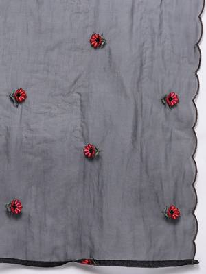 Floral Embroidered Thread Work Kurta With Trousers & Dupatta 4