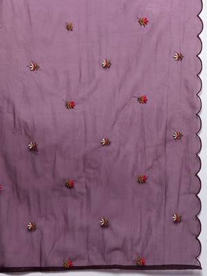 Floral Embroidered Thread Work Kurta With Trousers & Dupatta 4