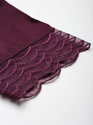 Floral Embroidered Thread Work Kurta With Trousers & Dupatta 8
