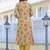 Yellow Printed Mirror Work Pure Cotton Straight Kurta With Trousers & Dupatta