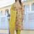 Yellow Printed Mirror Work Pure Cotton Straight Kurta With Trousers & Dupatta