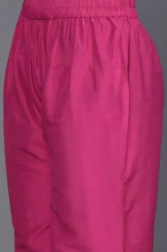 Round Neck Floral Embroidered Regular Straight Kurta with Trousers & With Dupatta