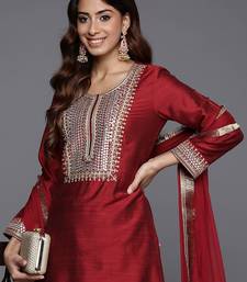 Embroidered Mirror Work Kurta with Trousers & Dupatta