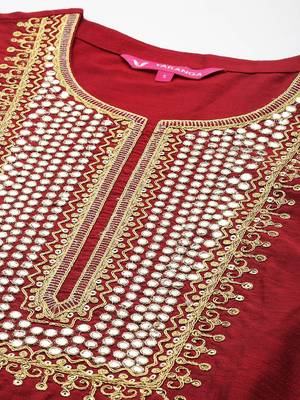 Embroidered Mirror Work Kurta with Trousers & Dupatta 3