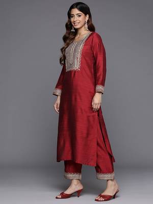 Embroidered Mirror Work Kurta with Trousers & Dupatta 6