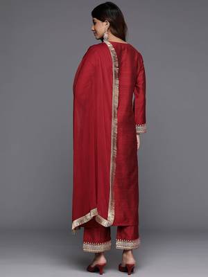 Embroidered Mirror Work Kurta with Trousers & Dupatta 7
