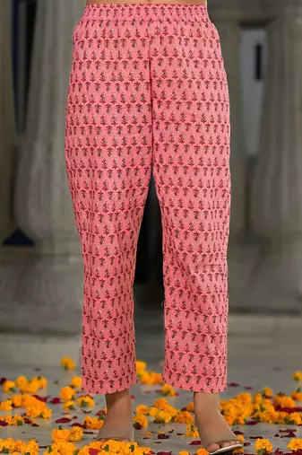 Women Floral Printed Empire Pure Cotton Kurta with Trousers & With Dupatta