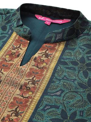 Floral Printed Chanderi Silk Kurta with Trousers & Dupatta 2