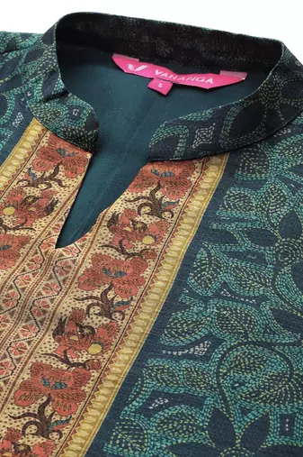 Floral Printed Chanderi Silk Kurta with Trousers & Dupatta