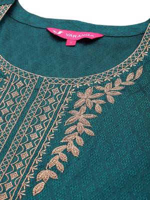 Women Ethnic Motifs Embroidered Straight Kurta with Trousers & With Dupatta 3