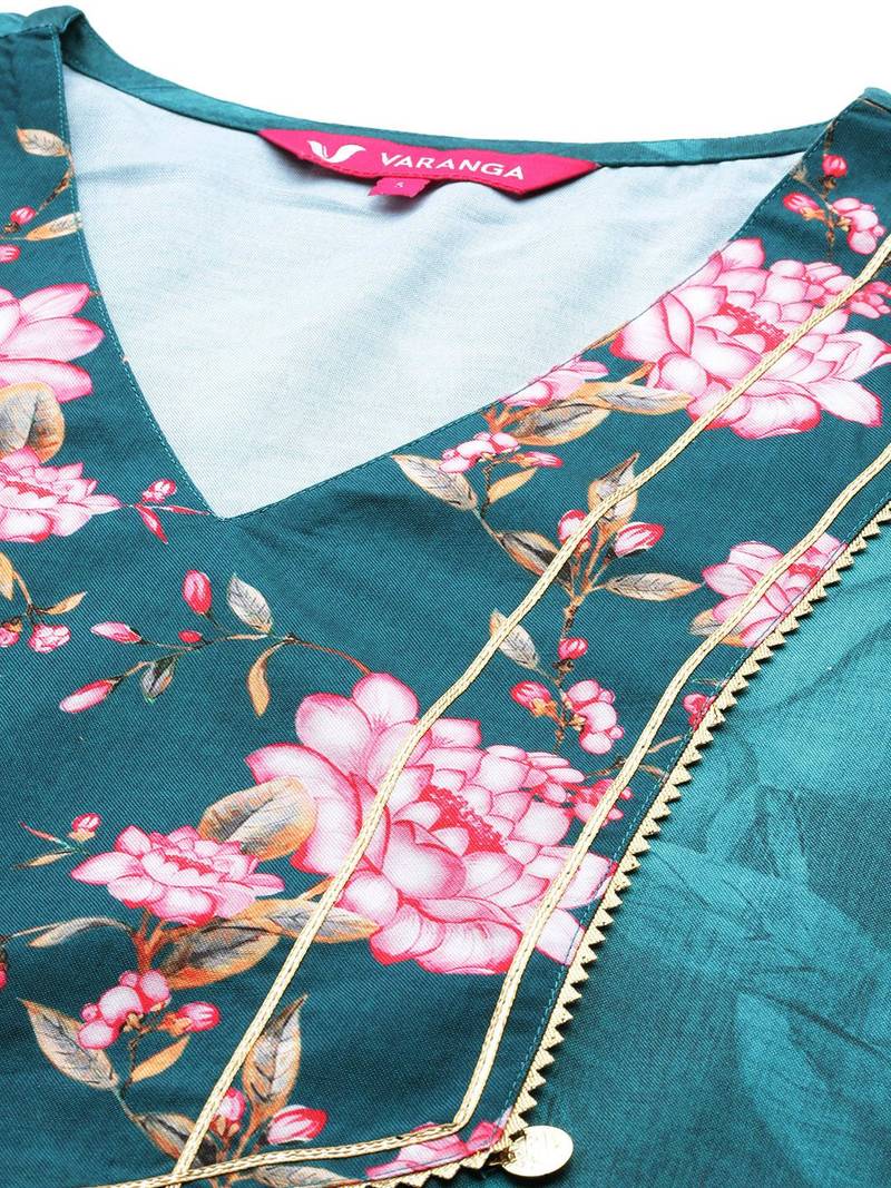 Floral Printed Regular Kurta with Trousers & Dupatta