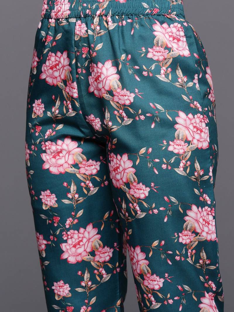 Floral Printed Regular Kurta with Trousers & Dupatta