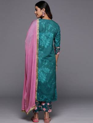 Floral Printed Regular Kurta with Trousers & Dupatta 8