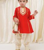 Red embroidered viscose kurti set