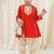 Red embroidered viscose kurti set