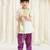 Off white purple embroidered viscose kurti set
