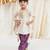 Off white purple embroidered viscose kurti set