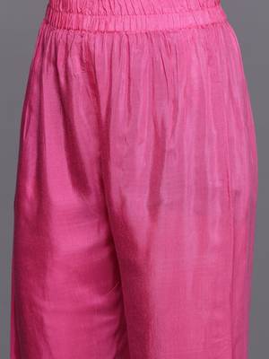 Women Floral Print Empire Mirror Work Pure Silk Kurta with Trousers & Dupatta 3