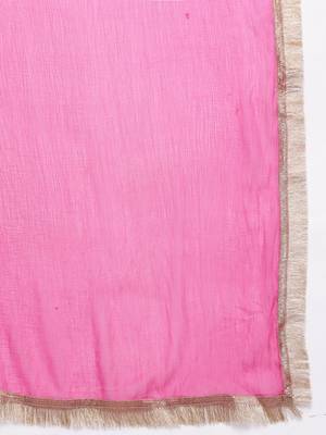 Women Floral Print Empire Mirror Work Pure Silk Kurta with Trousers & Dupatta 4