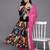 Women Floral Print Empire Mirror Work Pure Silk Kurta with Trousers & Dupatta