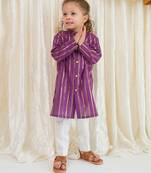 Purple embroidered cotton kurta set