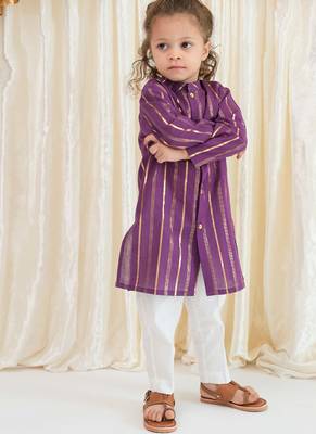 Purple embroidered cotton kurta set 2
