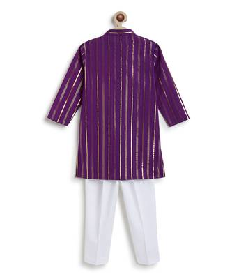 Purple embroidered cotton kurta set 4