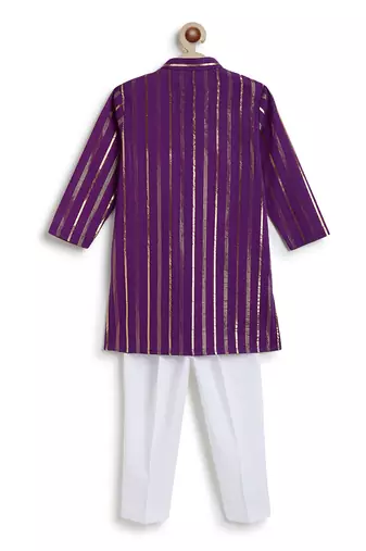 Purple embroidered cotton kurta set