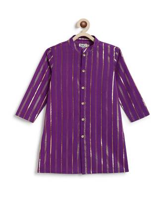 Purple embroidered cotton kurta set 5